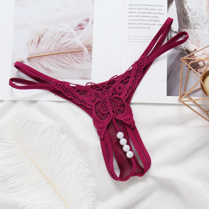 Embroidered Cutout Thong