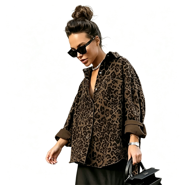 Relaxed Leopard Shirt Jacket
