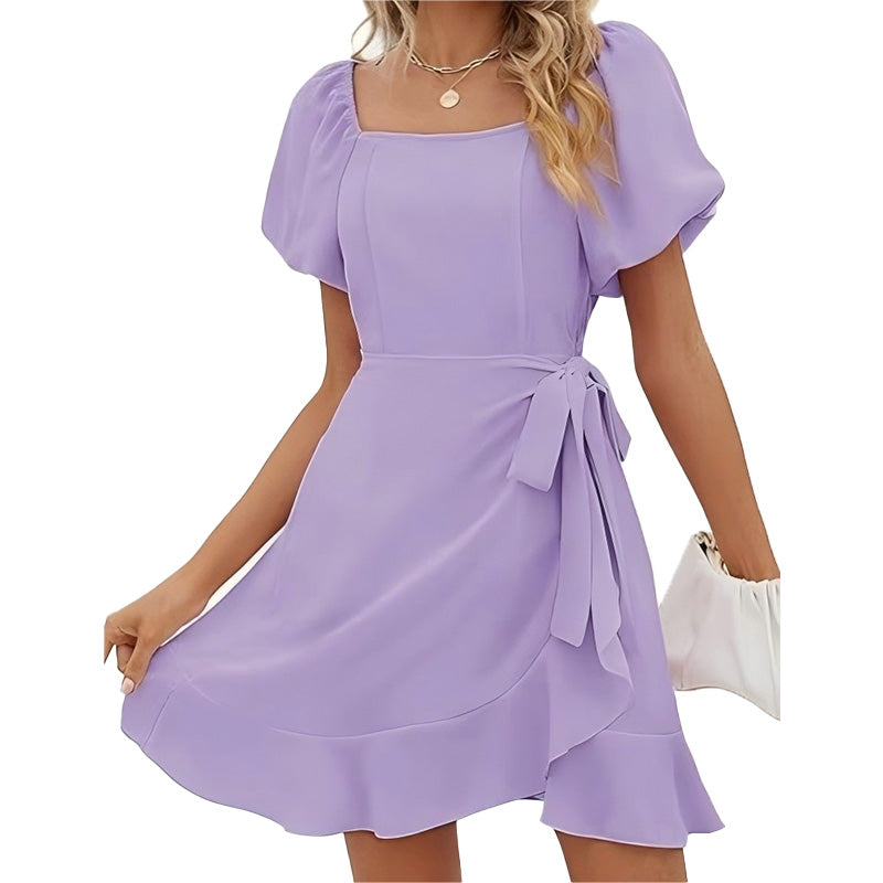 Square Neck Puff Sleeve Mini Dress