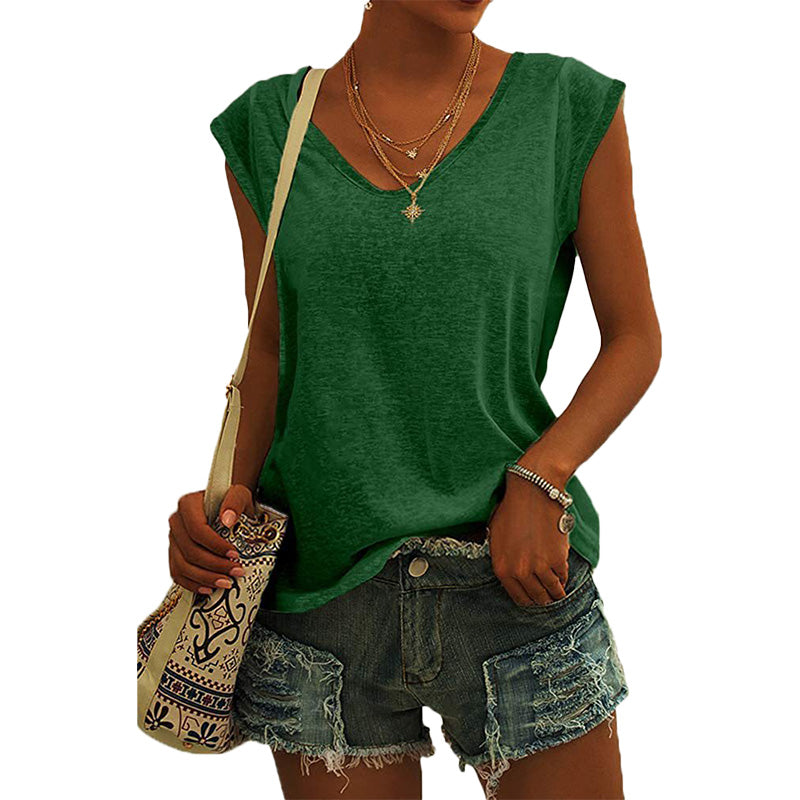 Relaxed Fit V-Neck Sleeveless Top