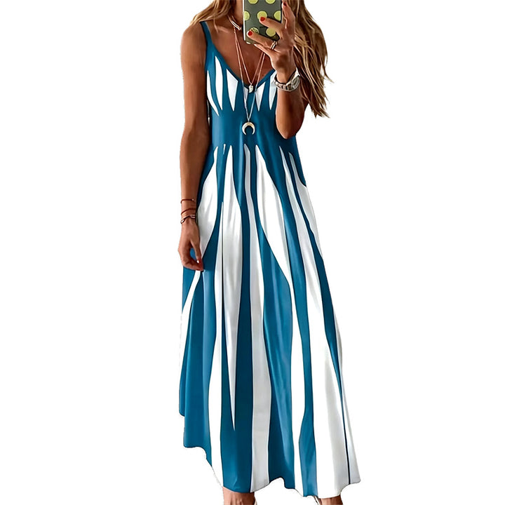 Striped V-Neck Maxi Dress