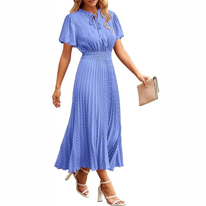 Pleated Long Sleeve Midi Dress