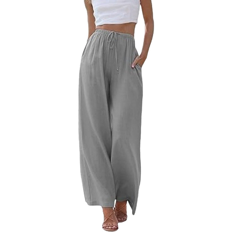 Linen Blend Wide Leg Pants