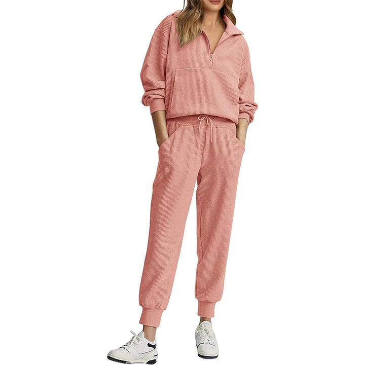 Ribbed Half-Zip Lounge Set