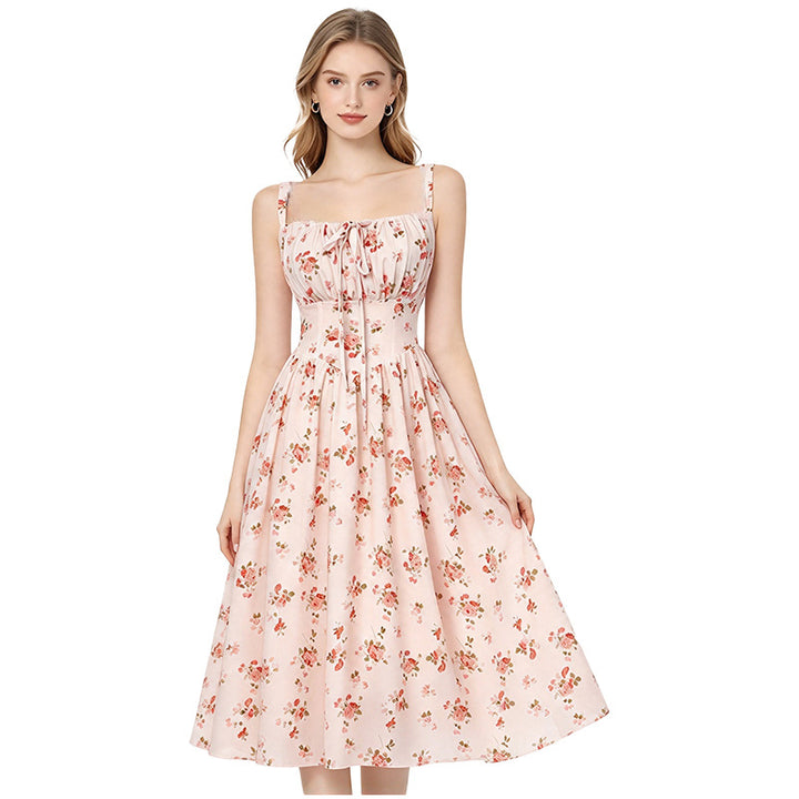 Floral Print Corset Midi Dress