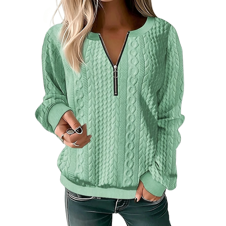 Cable Knit Zip Pullover