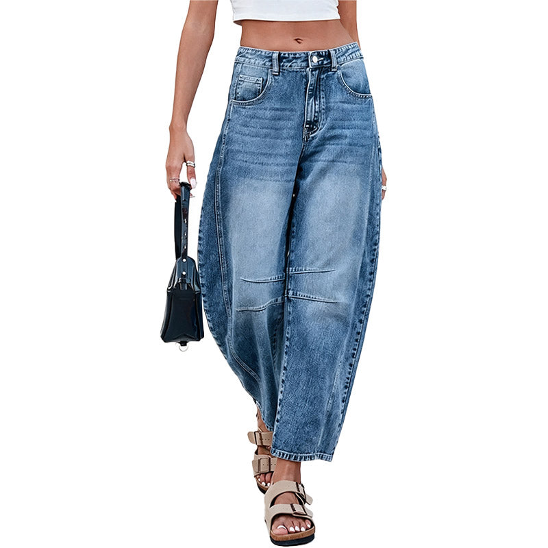 Vintage Wash Barrel Jeans