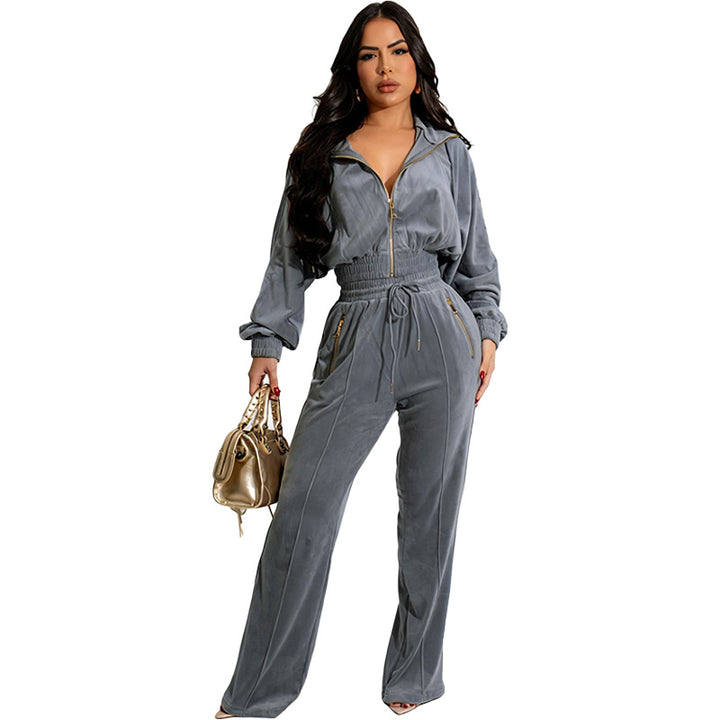 Casual Zip-Up Two-Piece Outfit