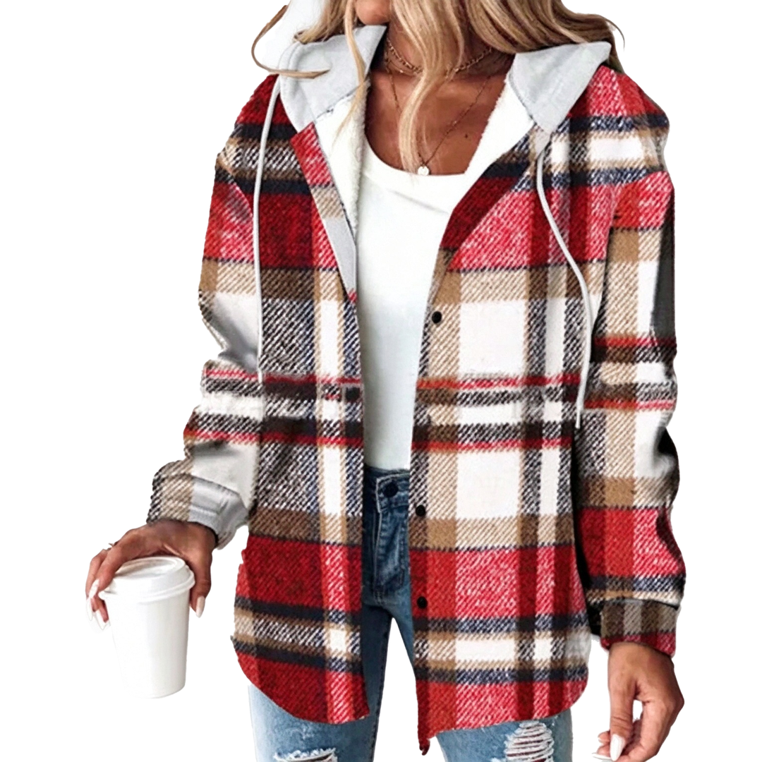 Plaid Hooded Button-Up Shacket