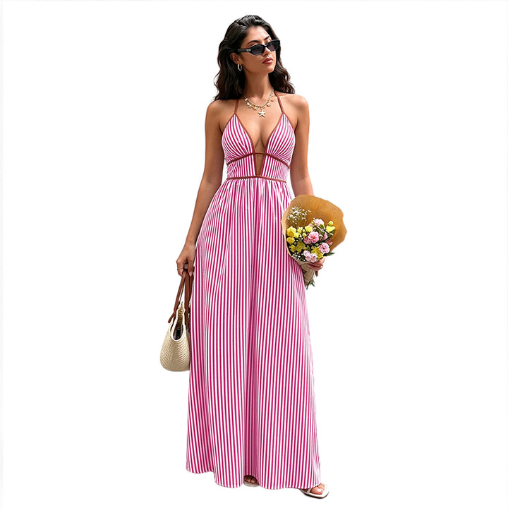 Striped Halter Maxi Dress