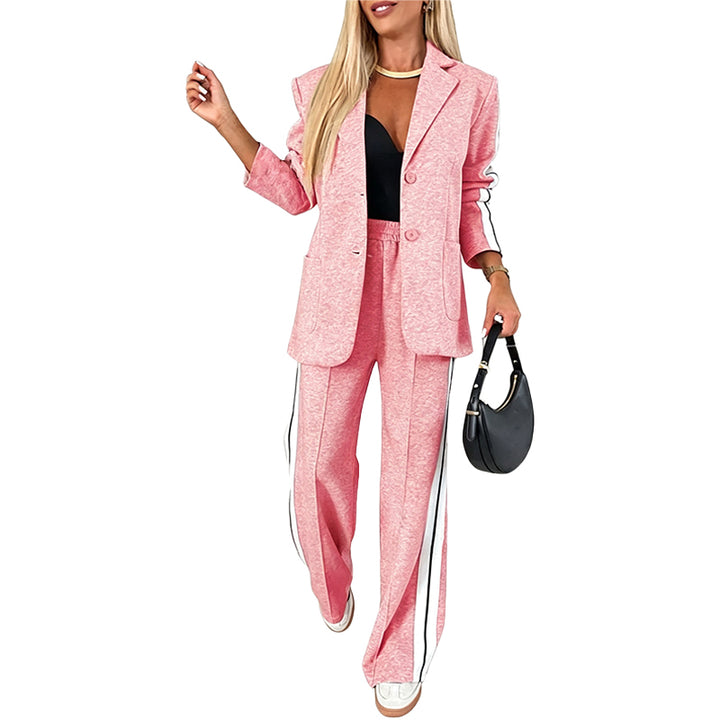 Contrast Stripe Blazer Set