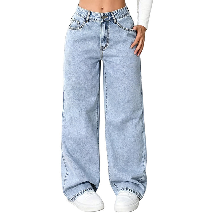 Relaxed Straight Wide Leg Jeans