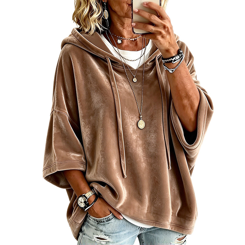 Casual Velvet Hooded Sweatshirt