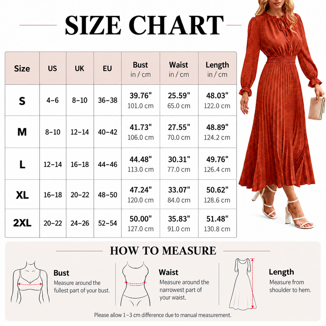 Pleated Long Sleeve Midi Dress