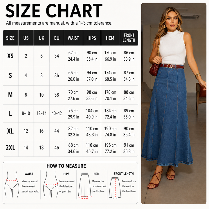 High Waist Denim Maxi Skirt