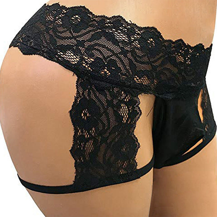 Men's openwork lace garter belt underwear
