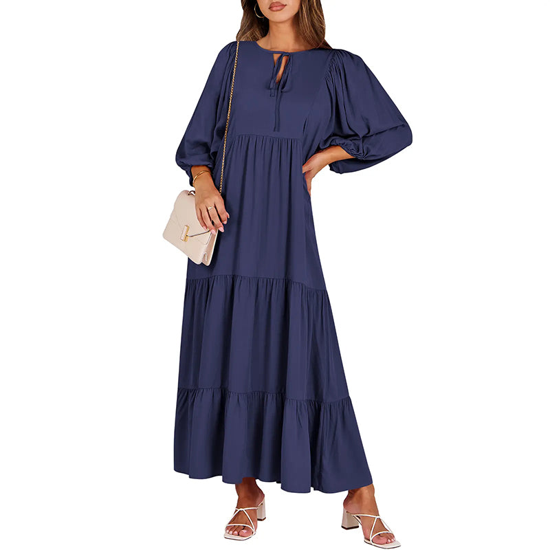 Boho Printed Ruffle Midi Dress