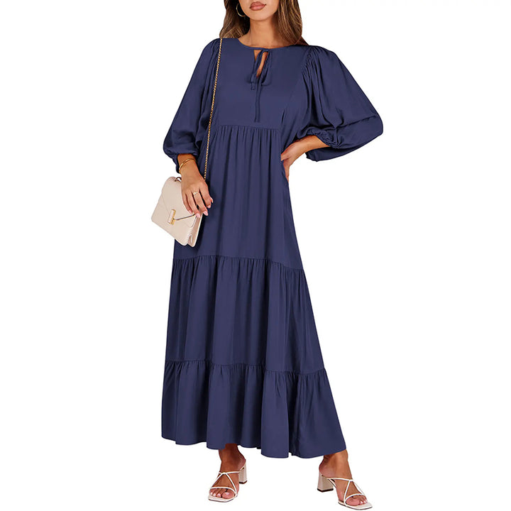 Boho Printed Ruffle Midi Dress