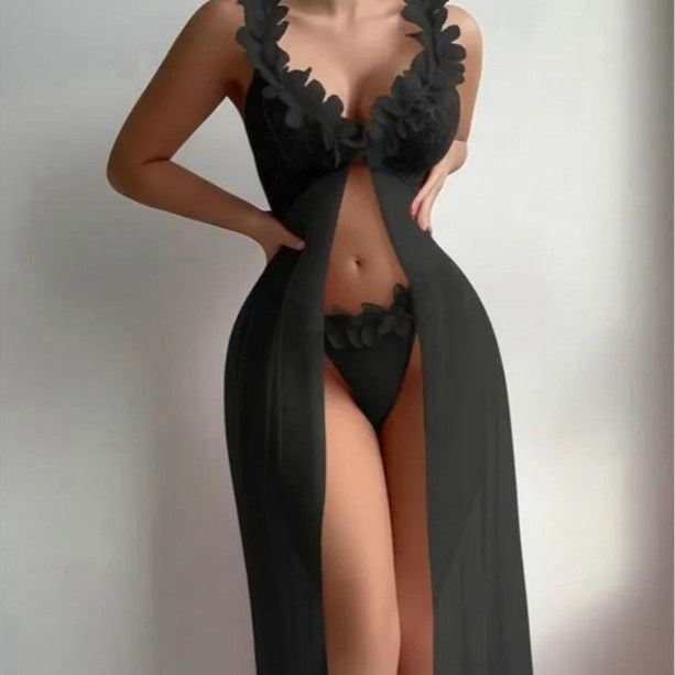 Women’s Floral Lace Split Maxi Nightdress