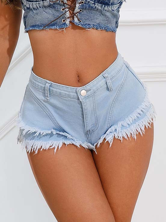 High-Waisted Tiered Denim Shorts for Women – Ruffle Layered Summer Casual Shorts