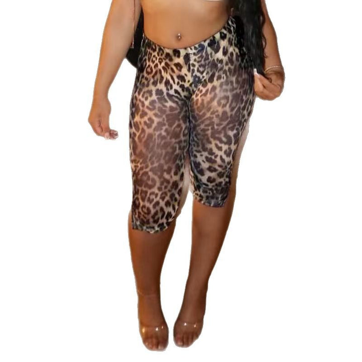Leopard Bodycon Shorts – Mid-Length Stretch Casual Bottoms