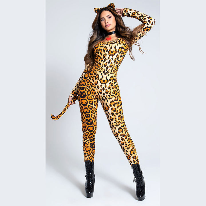 Leopard print performance suit