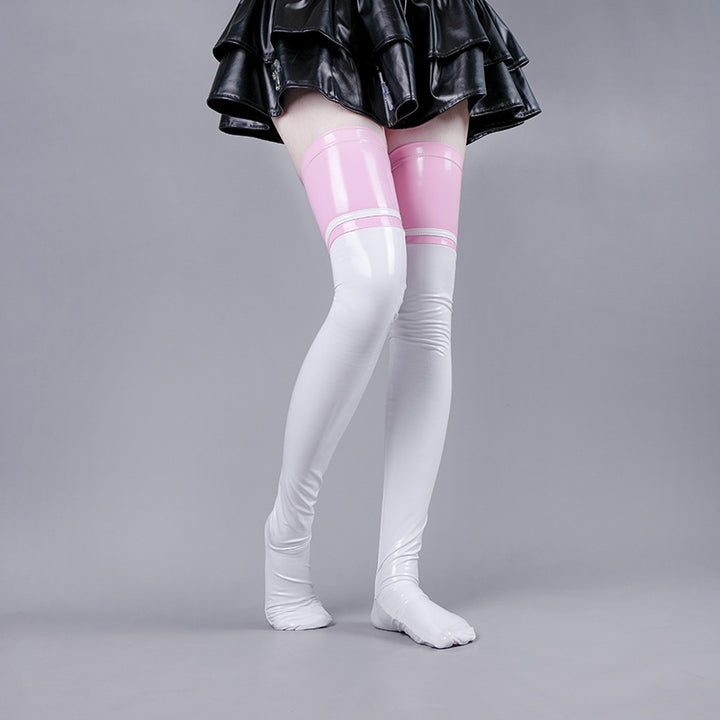 glossy over-the-knee socks