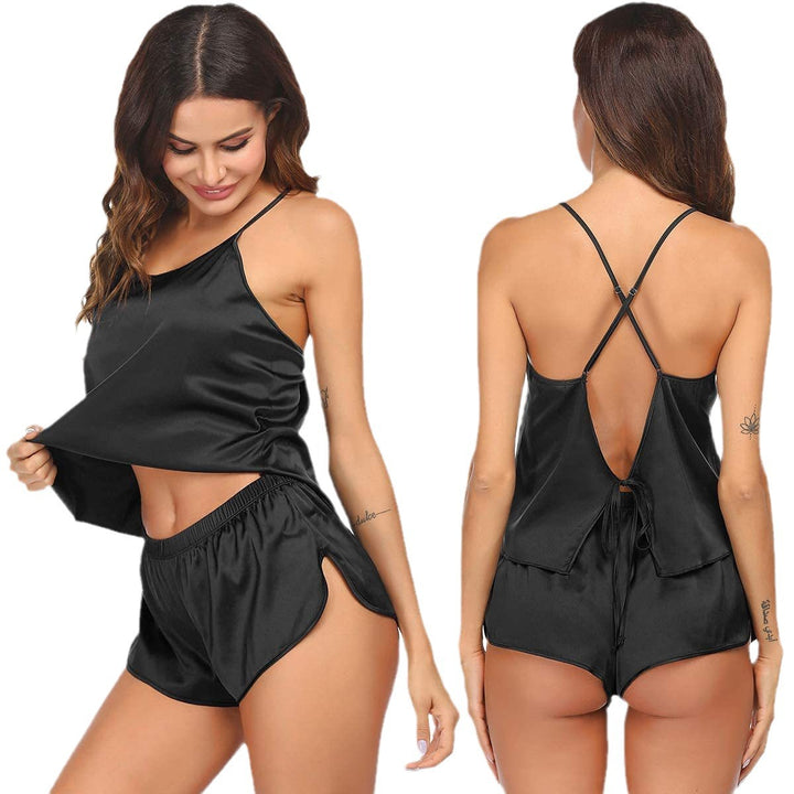 Silky Sleepwear Set – Satin Cami and Shorts Lounge Set