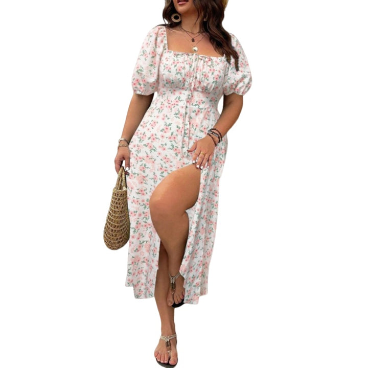 Floral Square Neck Midi Dress