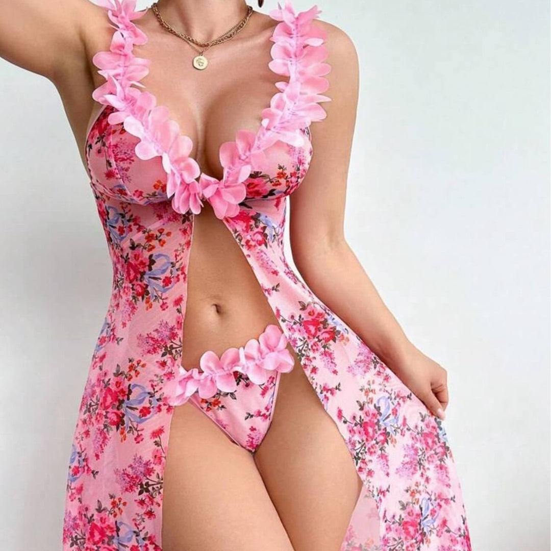 Women’s Floral Lace Split Maxi Nightdress