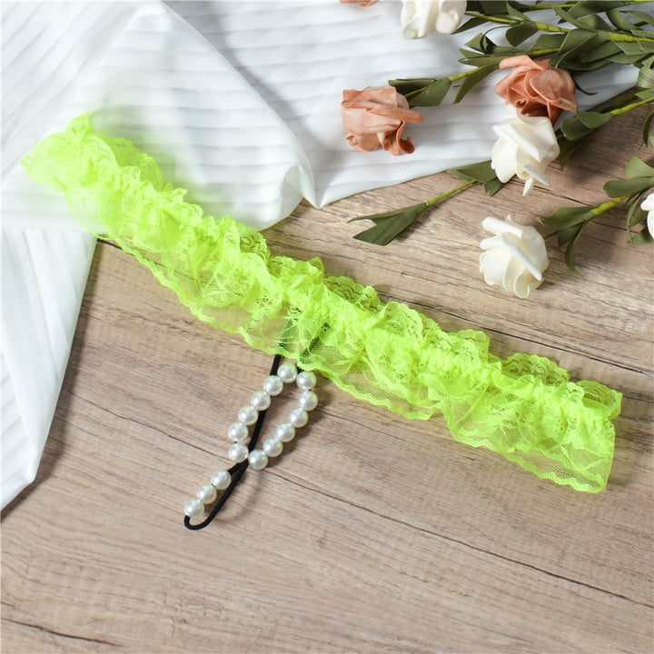 Lace Thong with Pearl Detail – Sheer Low Rise Underwear for Women