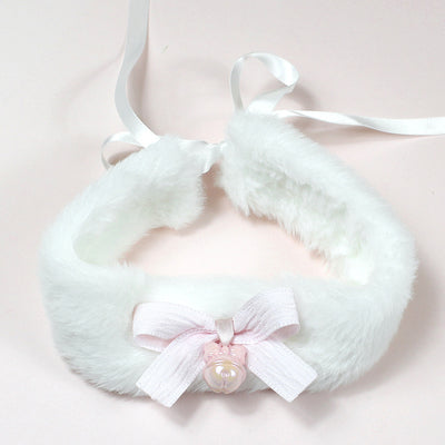 Light Pink Bow Plush Collar