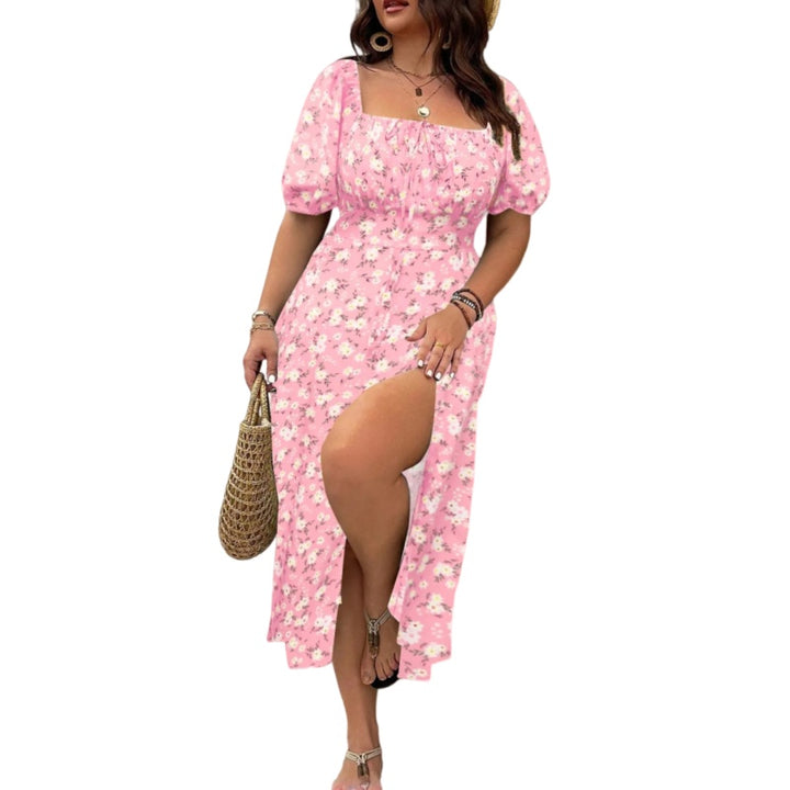 Floral Square Neck Midi Dress