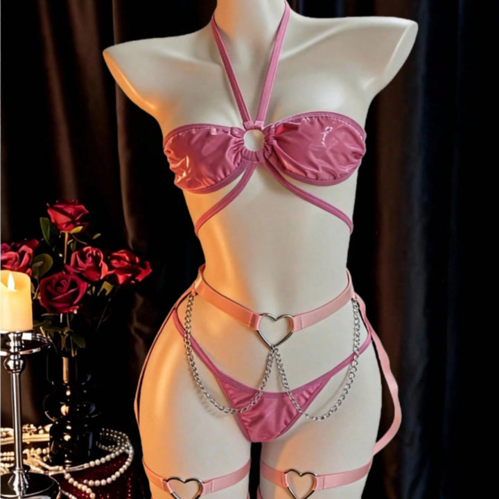 Heart Chain Strappy Lingerie Set