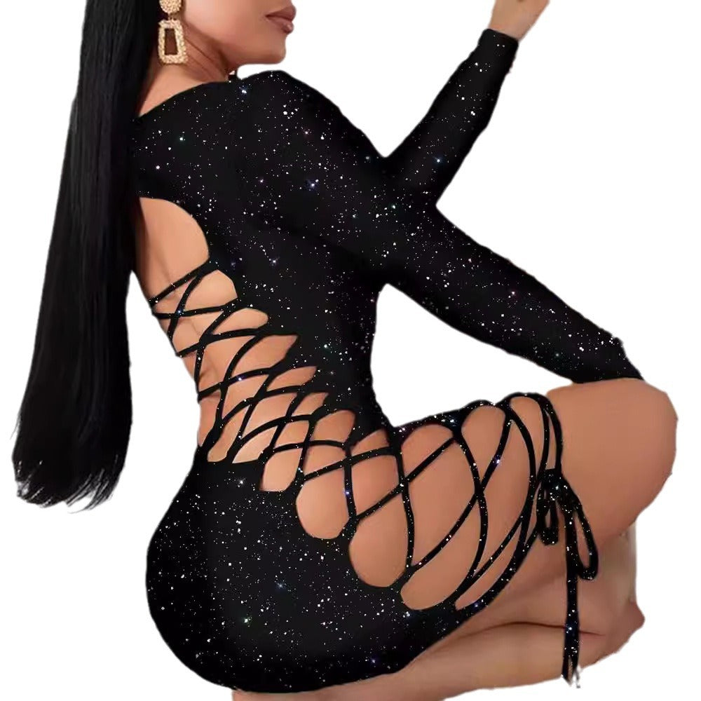 Leopard Print Backless Mini Bodycon Dress – Lace-Up Slim Fit Night Out Dress