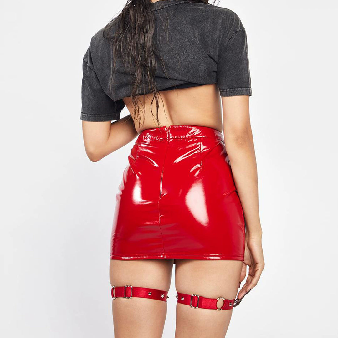 PU Leather Trend Package Hip Short Skirt