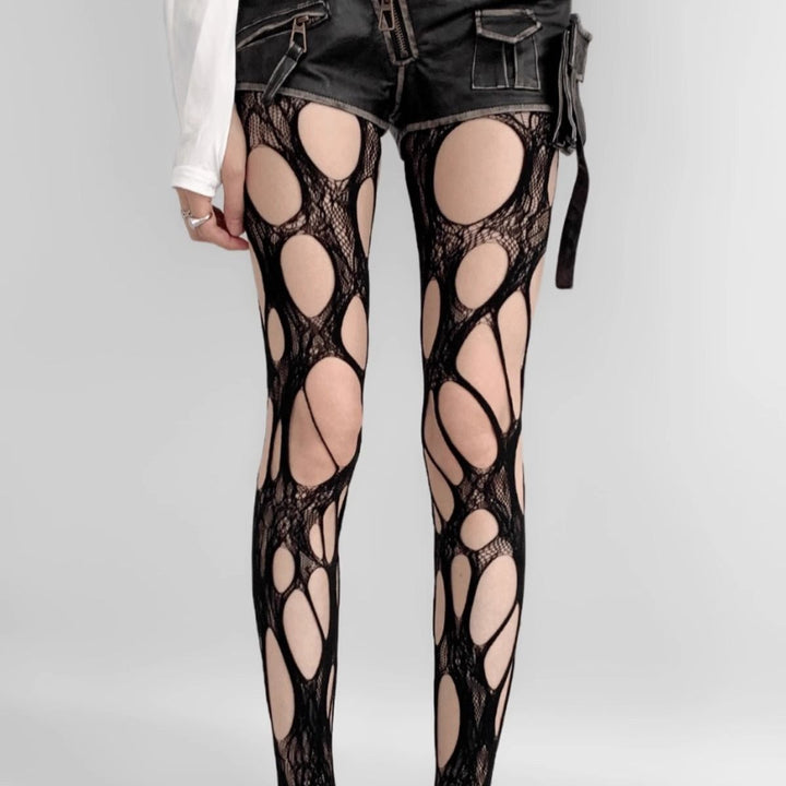 Irregular Cutout Lace Pantyhose