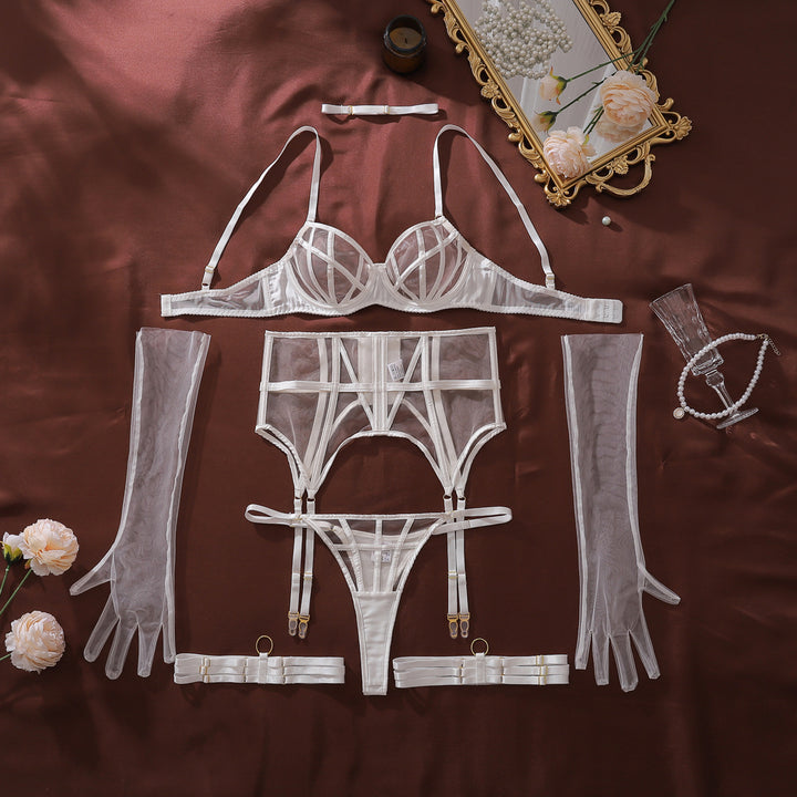 Sheer Mesh Shaping Lingerie Set – Adjustable Sculpting Bra & Panty Set for Women