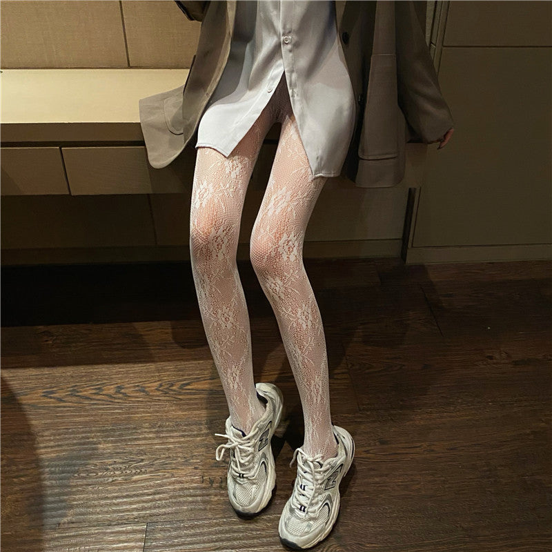 Rose Lace Pattern Pantyhose for Women