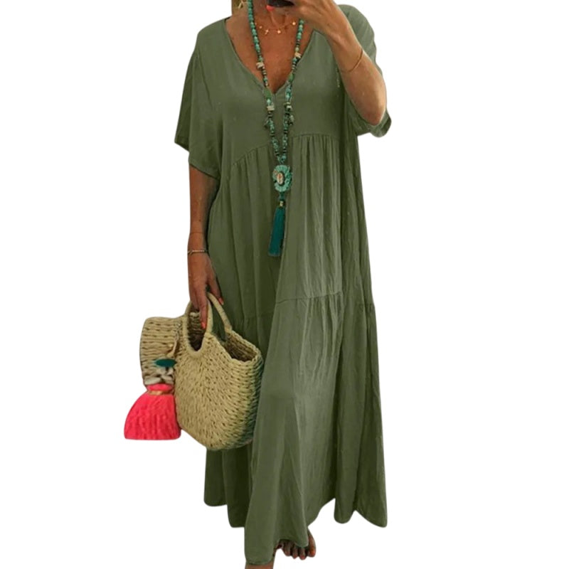 Relaxed V Neck Maxi Dress
