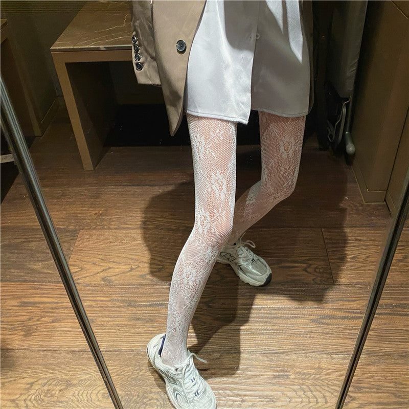 Rose Lace Pattern Pantyhose for Women