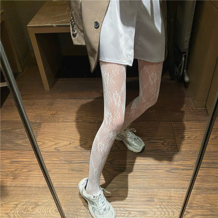 Rose Lace Pattern Pantyhose for Women