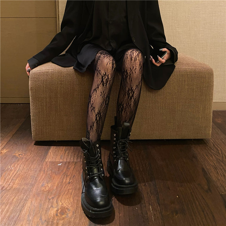 Rose Lace Pattern Pantyhose for Women