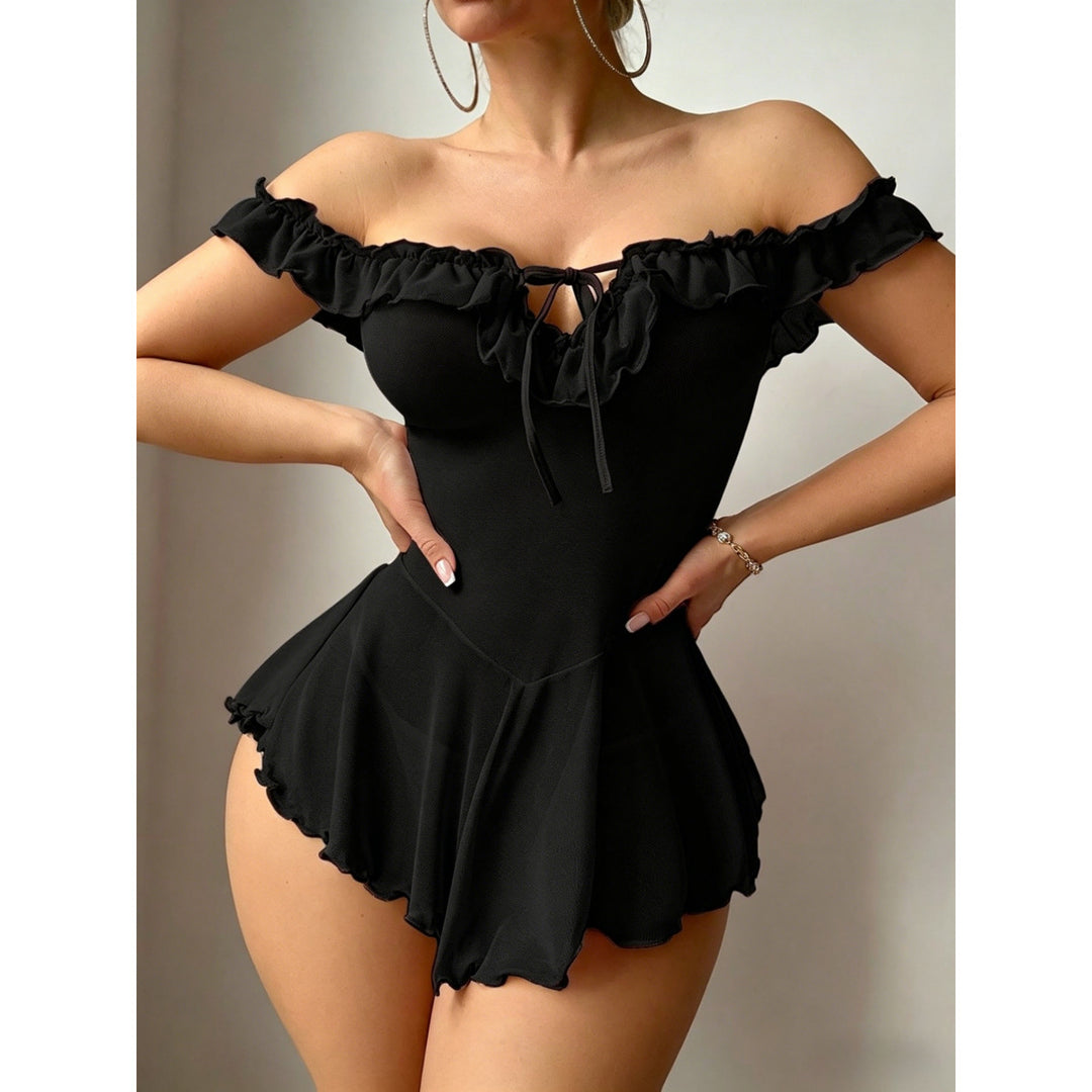 Off-Shoulder Ruffle Babydoll Sleepwear