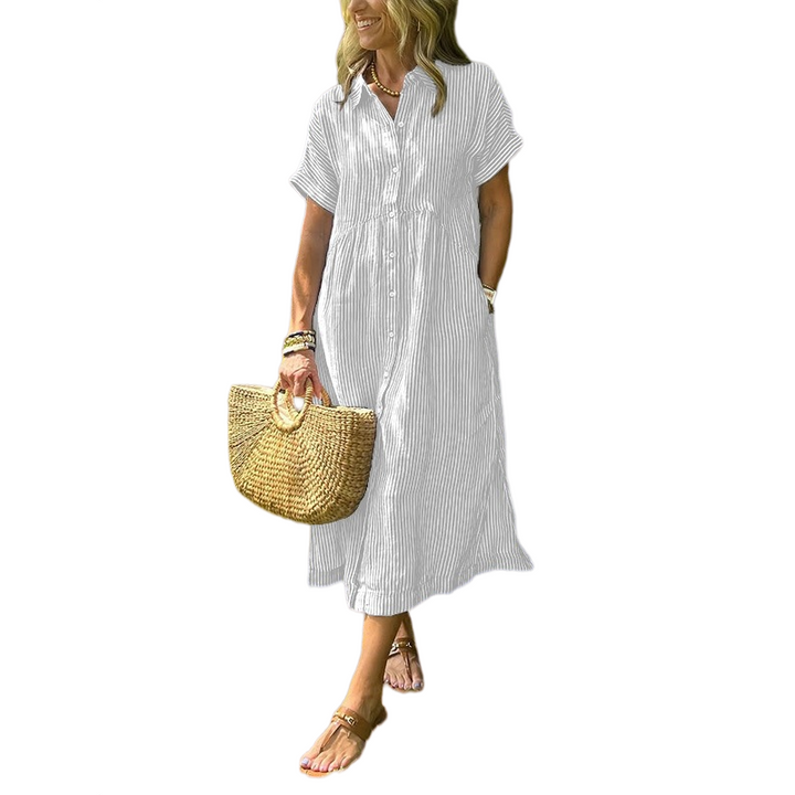 Striped Button-Up Midi Dress