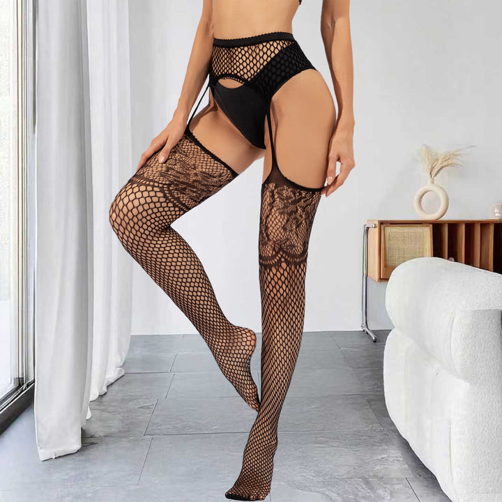 High Waist Suspender Pantyhose