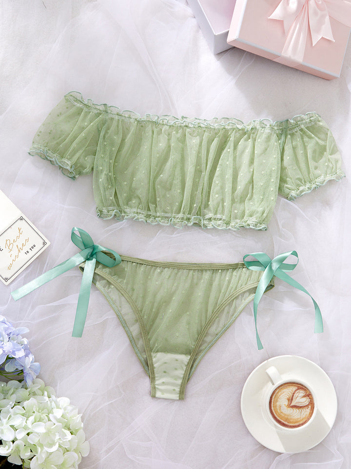Polka Dot Mesh Lingerie Set