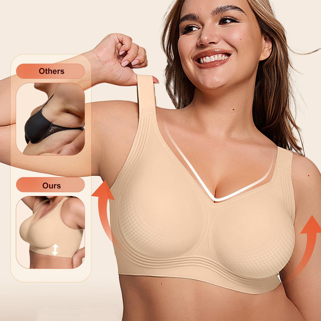 Wireless Seamless Bra – Full Support Soft Comfort Plus Size Bralette for Women
