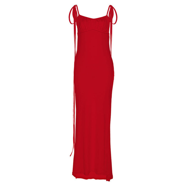 Sexy Open Back Halter Maxi Dress