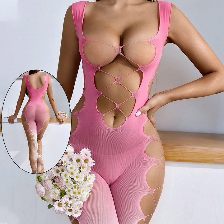 Sensual Lingerie: Sexy One-Piece Mesh Bodysuit — Gradient Color, Cutout, Sheer, and Passionate